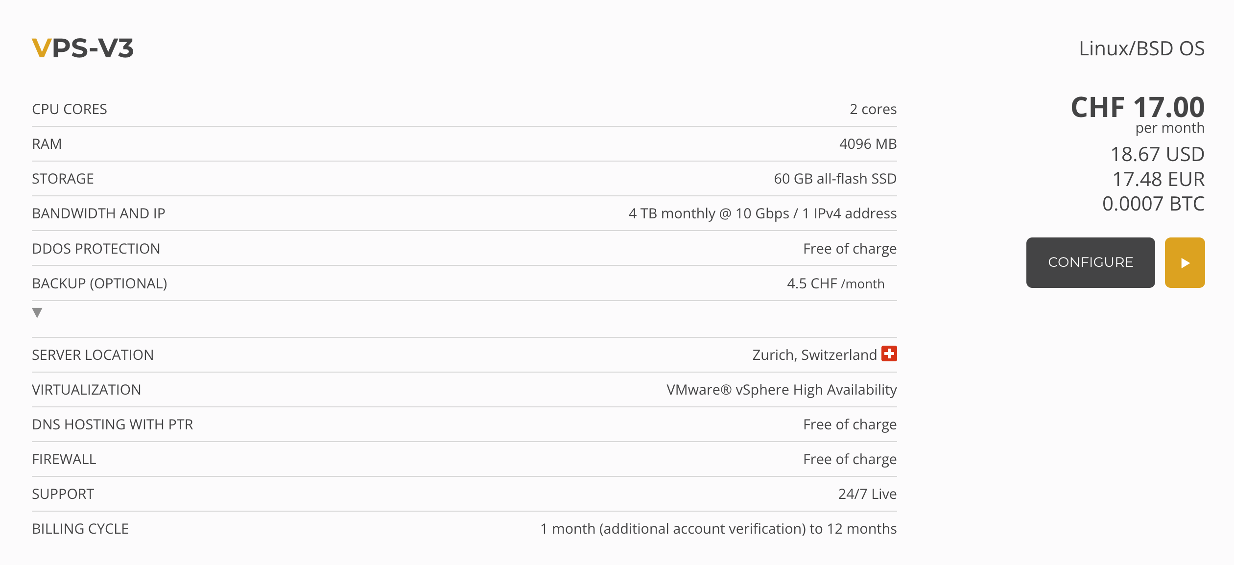 COIN.HOST Switzerland Zurich 10 Gbps Network Crypto-backed VPS Server Test and Review