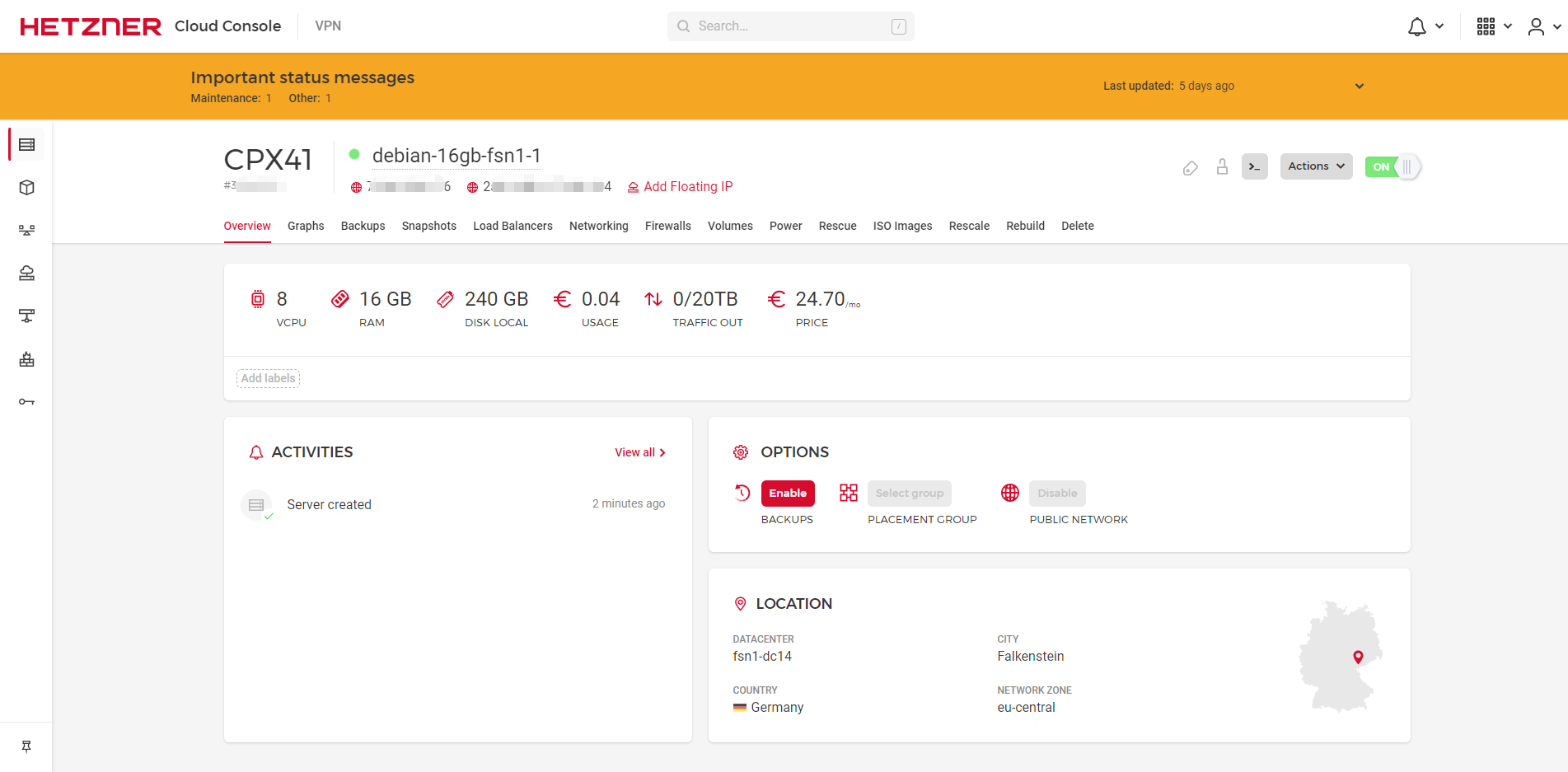 Hetzner Germany Falkenstein AMD Shared CPU Cloud Server Test and Review