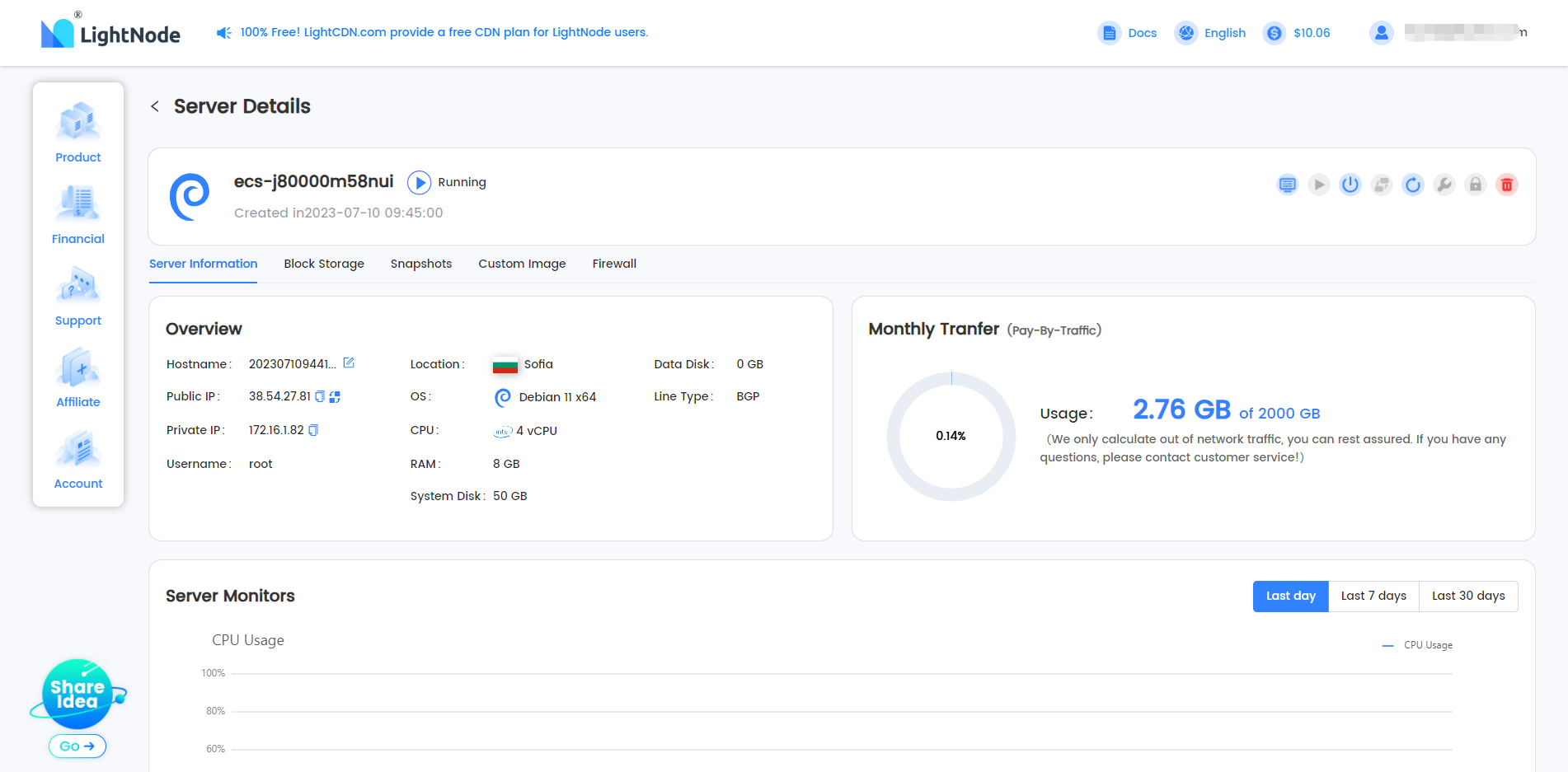 LightNode Bulgaria Sofia BGP NetWorking VPS Hosting Test and Review