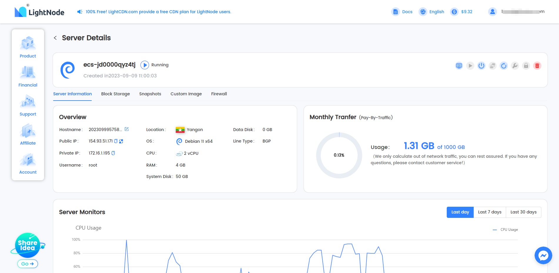 LightNode Myanmar Yangon Shared vCPU VPS Hosting Test and Review