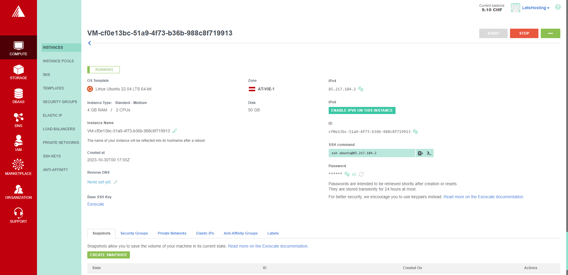 Exoscale Austria Vienna Standard Instance VPS Hosting Test and Review