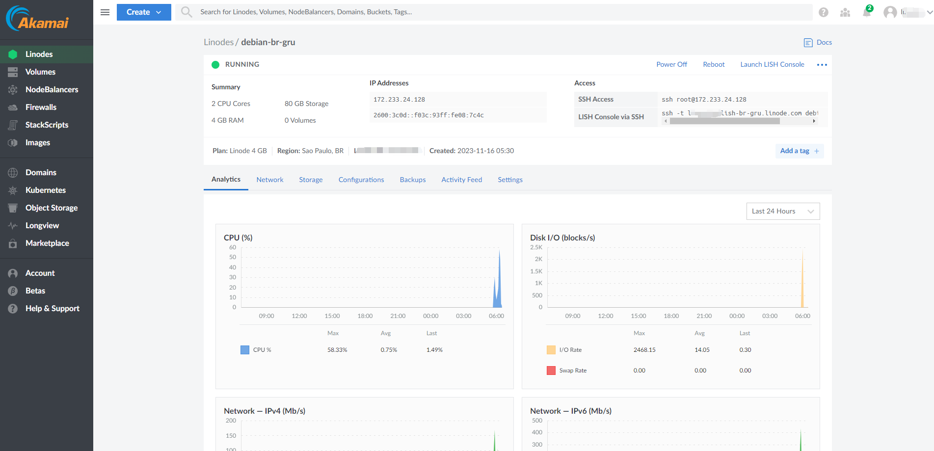 Linode Akamai Brazil Sao Paulo Shared CPU Compute Instance Test and Review