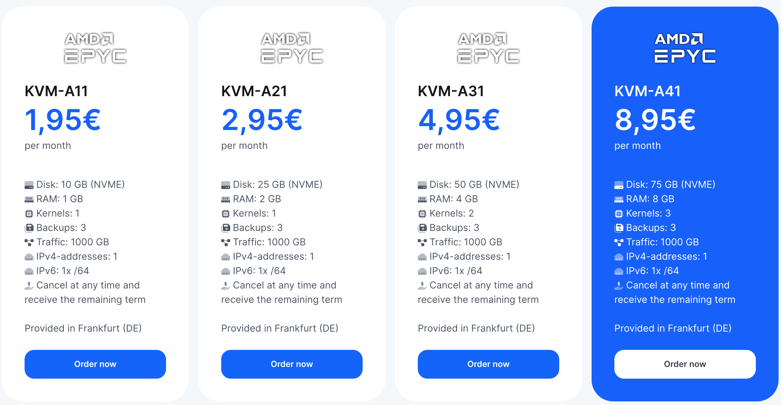Hosmatic Germany Frankfurt AMD EPYC Unlimited Traffic KVM Rootserver Test and Review