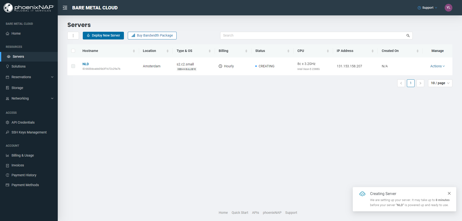 phoenixNAP Netherlands Amsterdam Intel Xeon E-2388G Bare Metal Cloud Instances Test and Review