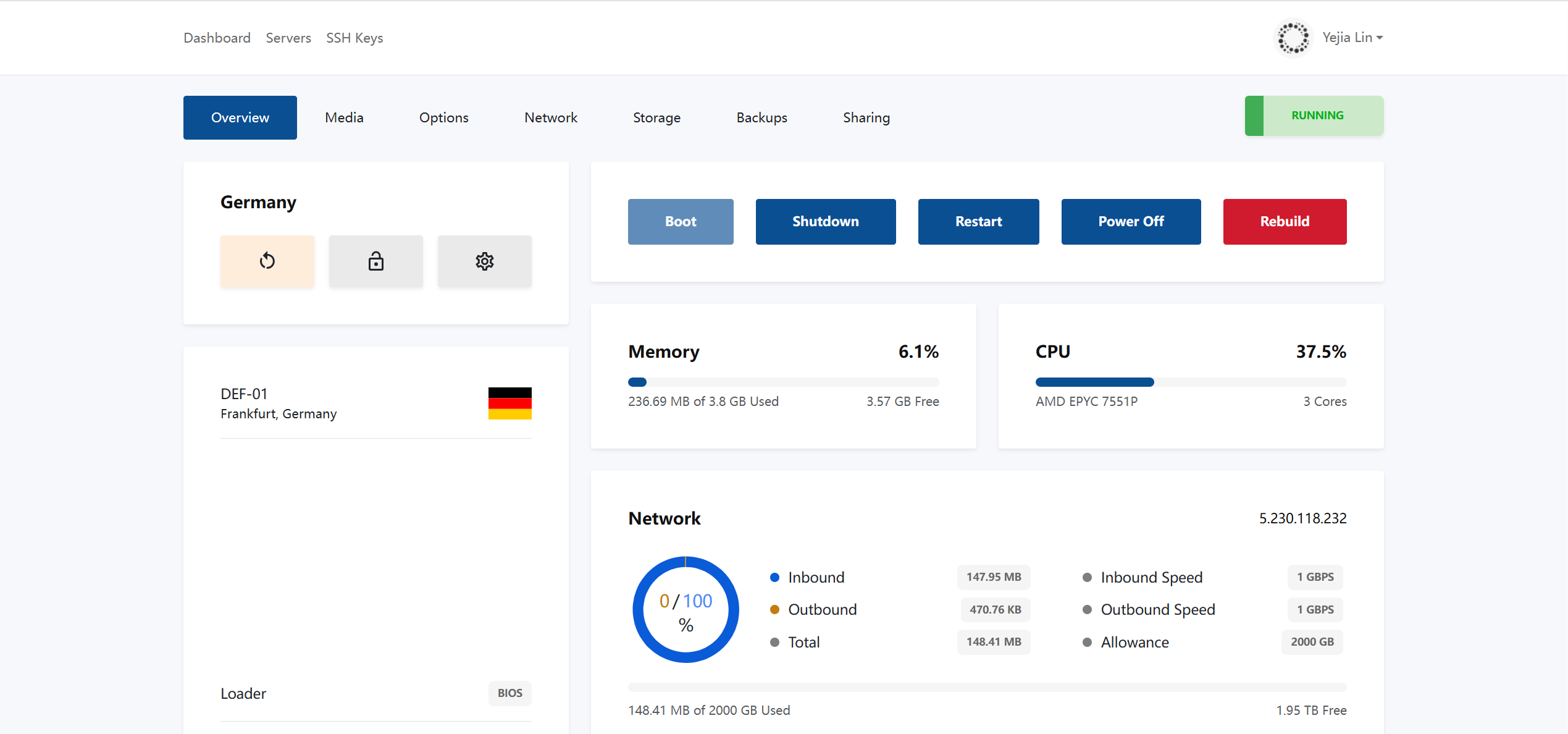 Aspire Hosting German Frankfurt AMD EPYC 7551P Cloud Standard VPS Test and Review