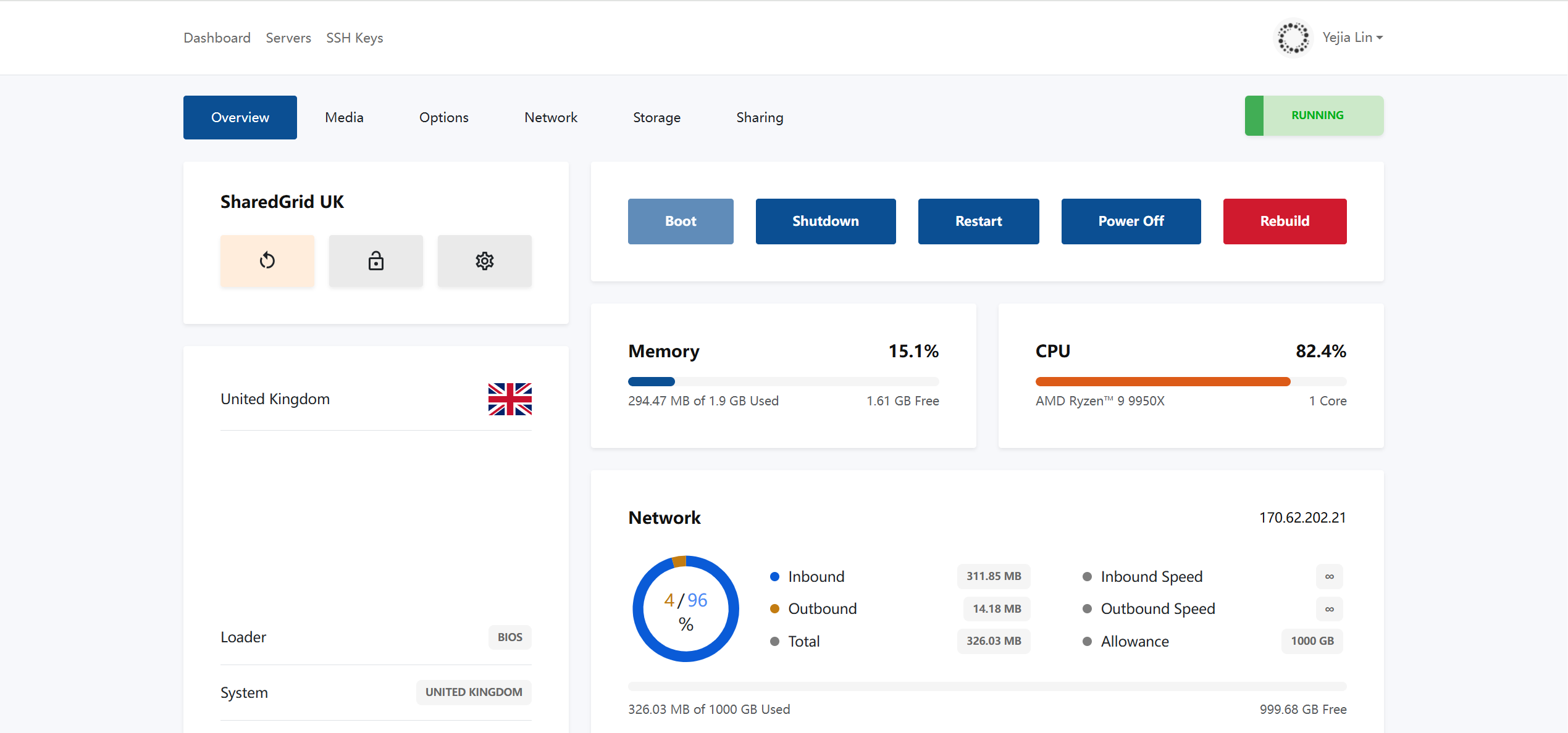 SharedGrid United Kingdom AMD Ryzen 9 9950X 10 Gbps Port VPS Hosting Test and Review