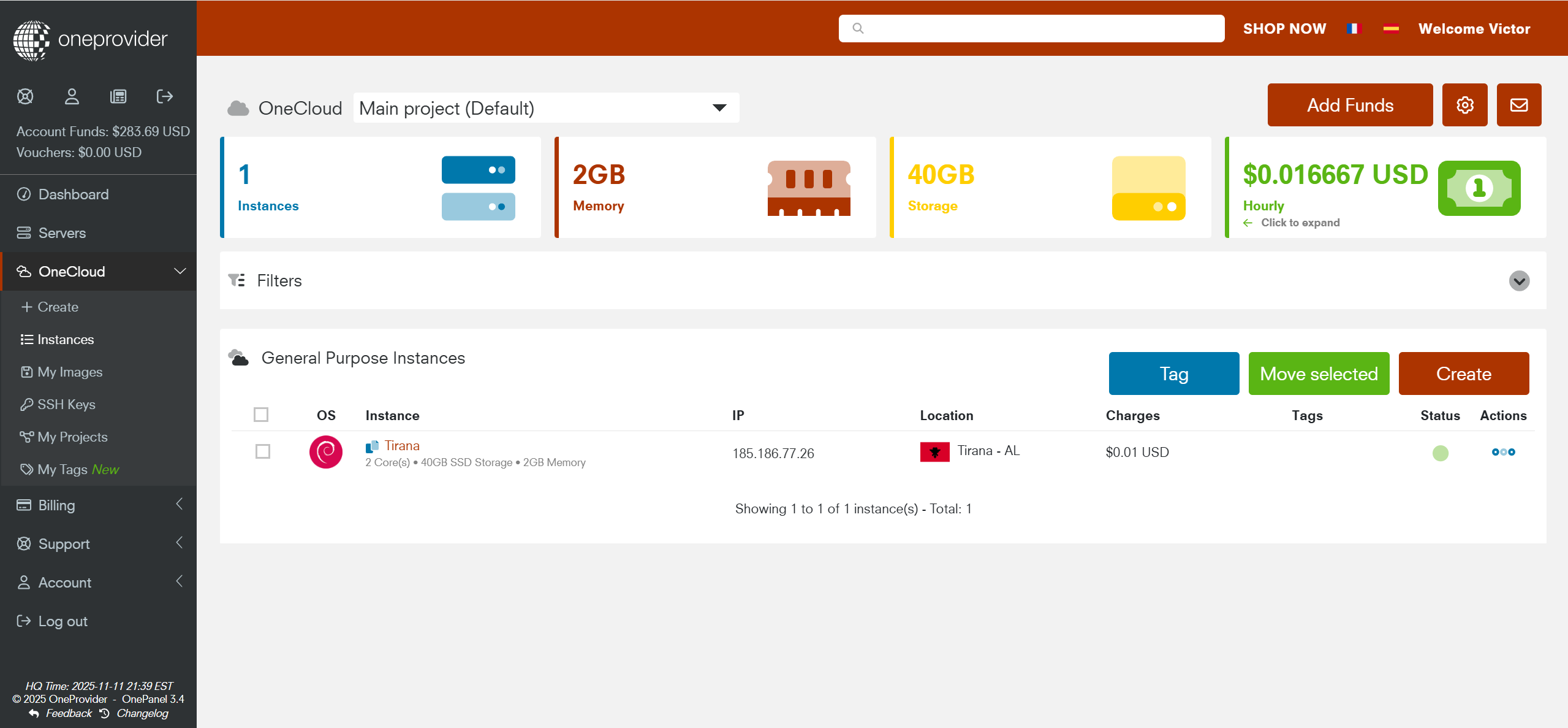 OneProvider OneCloud Albania Tiranë AMD EPYC Hourly Billing Instance Test and Review
